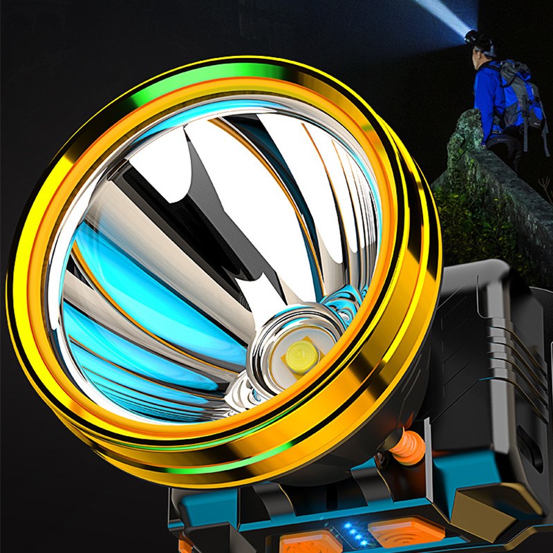 Rechargeable Headlight Aluminum Alloy Headband Sensing Head Lamp for Outdoor