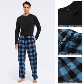DG Hill Pajama Pants Men - Flannel Pajama Pants Fleece PJS Sets Cotton Top - Mens Pajama Set PJ Sleep Pant Loungewear Sets