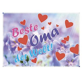 Cleaning Cloth for Glasses with "Bester Opa/Beste Oma der Welt" (Best Grandma in the World) [German Language]