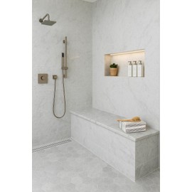 Threshold.Shop Custom Size | White Carrara Marble Rectangle Shower Bench | Tile Shower Seat for Schluter Kerdi Board, VEVOR, The Original Granite Bracket