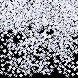 SUNNYCLUE 1 Box 6000Pcs Snowflake Sequin Christmas Winter Sequins Small Flat White Paillette with Hole PVC Plastic Snow Glitter Paillettes Ornament for Christmas Tree Party Table DIY Craft Accessories