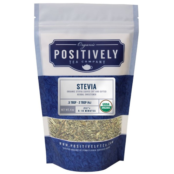 Organic Positively Tea Company, Stevia Leaf, Herbal Tea, Loose Leaf,