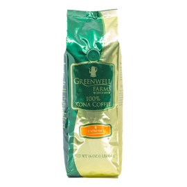 Greenwell Farms 100% Kona Coffee, Espresso Roast, Ground Coffee, 16oz - French Roast, thin bodied and rich flavor perfect for Lattes, Mochas, and Cappuccinos