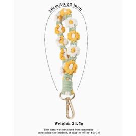 KGDUYC 1PC Green Keychain Ribbon Braided Keychain Short Keychain Gift for Girls, yellow