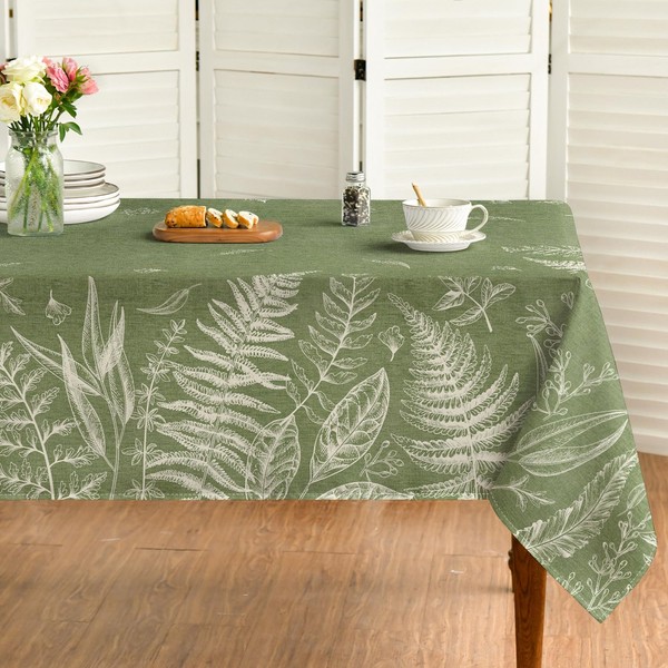 Horaldaily Spring Tablecloth 60×120 Inch Rectangular, Green Plants Wild Fern