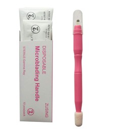 ZUSING Disposable Microblading Pen 18U with Pigment Brush Disposable Microblading Pen Pink Pack of 10