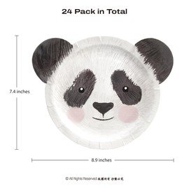 Cheerland Panda Party Plates Disposable Paper Plates Cute Face Shaped Panda Dessert Tableware for Kids Birthday Baby Shower Classroom Animal Themed Zoo Party Decorations 24pcs