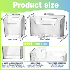 SiliFine 8 Pcs Storage Organizer Bins Wall Mounted Organizer Basket Plastic Cabinet Door Organizer Stackable Hanging Baskets for Organizing for Wall Refrigerator Kitchen Bathroom Pantry (Clear,3.94'')
