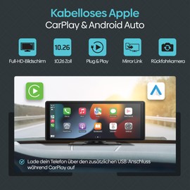 Olvy CarPlay Display - Wireless Android Car & CarPlay Box, 10.26 Inch Wireless CarPlay Display, Car Multimedia System, Smart CarPlay Pro, CarPlay Monitor, Car Android Display with Rear View Camera