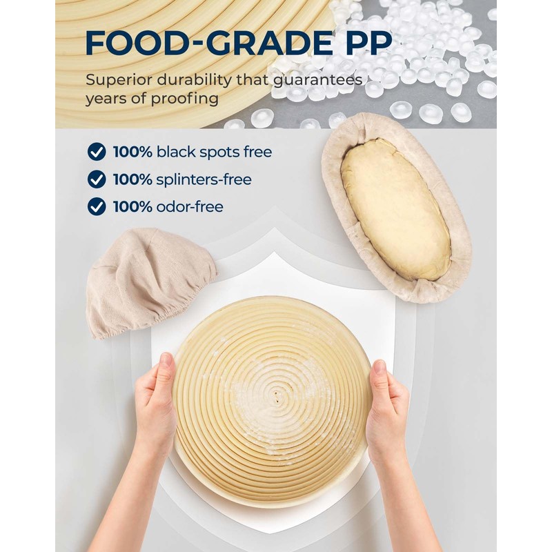 Lorzon Banneton Bread Proofing Baskets Set of 2, 10" Round