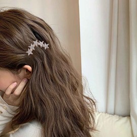 Yheakne-Boho Crystal Star Hair Clip Cz Star Hair Pin Clip Gold Rhinestone Hair Barrette Pin Cz Head Clip Headwear Tocados decorativos Accesorios para el cabello para mujeres y niñas (Estrella dorada)