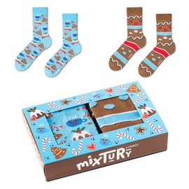 ZOOKSY - Funny Colourful Socks for Men and Women (2 Pairs) I Funny Socks I Crazy Motif Socks with Cotton I Colourful Motif Sock, Gingerbread