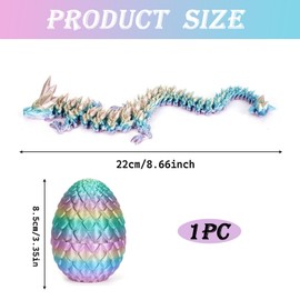 YREYBN 3D Printed Dragon in Egg, Articulated Dragon Crystal Dragon Egg, Mystery Crystal Dragon Egg Fidget Toys Surprise, For Executive Home Office Decor Executive Desk Toys for Kids Adults