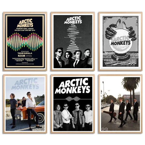 Zsdklres Arctic Monkeys - Póster de música firmado con carátula de álbum limitada, lona estético para pared, juego de 6 impresiones para decoración de pared de recámara de niñas y niñas, 8 x 10