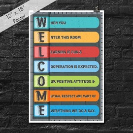 Classroom Poster for Motivation and Inspiration | Teacher Decor for Class | Growth Mindset Posters for Classrooms | 18" x 12" Size | 100lb Gloss Poster Paper | JSC142 Design