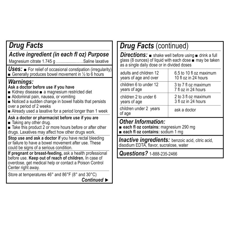 BIONPHARMA Be Health Magnesium Citrate Oral Solution, Saline Laxative, Cherry