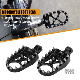 MX Offroad Wide Foot Pegs Footrest Pedals for Harley Dyna Street Bob Sportster 883 Touring Street Glide Softail Fatboy Chopper Bobber (Silver Black)