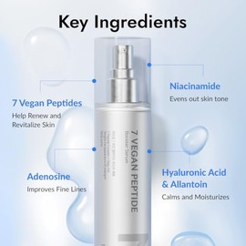 MIZON 7 Suero de refuerzo de péptidos veganos suero facial coreano antienvejecimiento con niacinamida y ácido hialurónico, hidratante, reafirmante y s