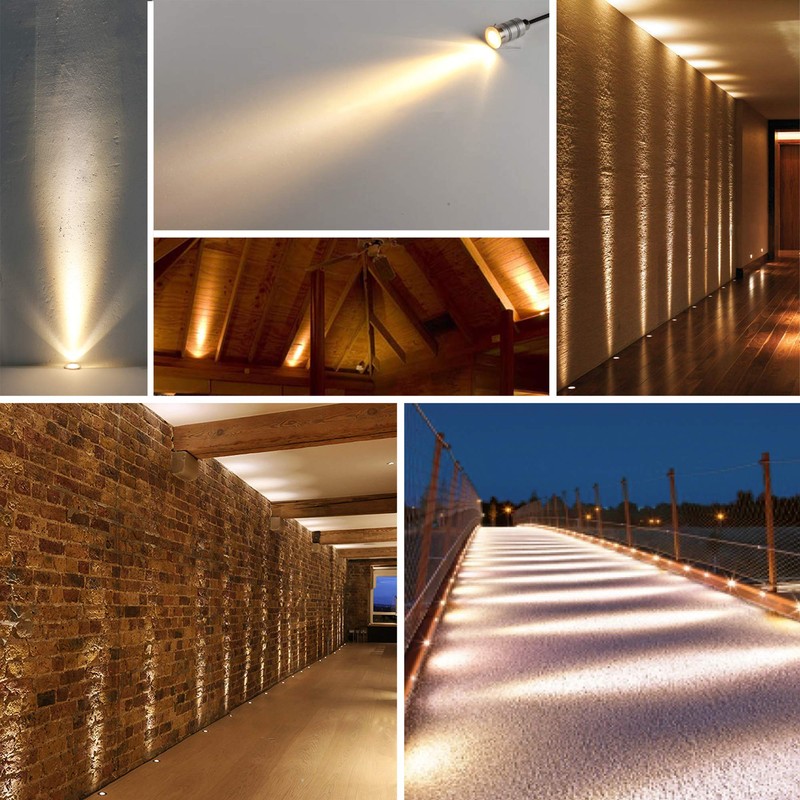 CNBRIGHTER LED In-Ground Well Light,Mini 15° Narrow Beam Angle Spotlight,1W