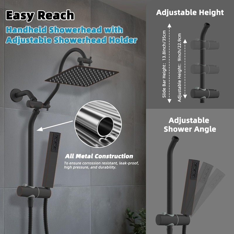 Hibbent cUPC Certified High Pressure 10'' Rainfall Shower Head, Showerhead