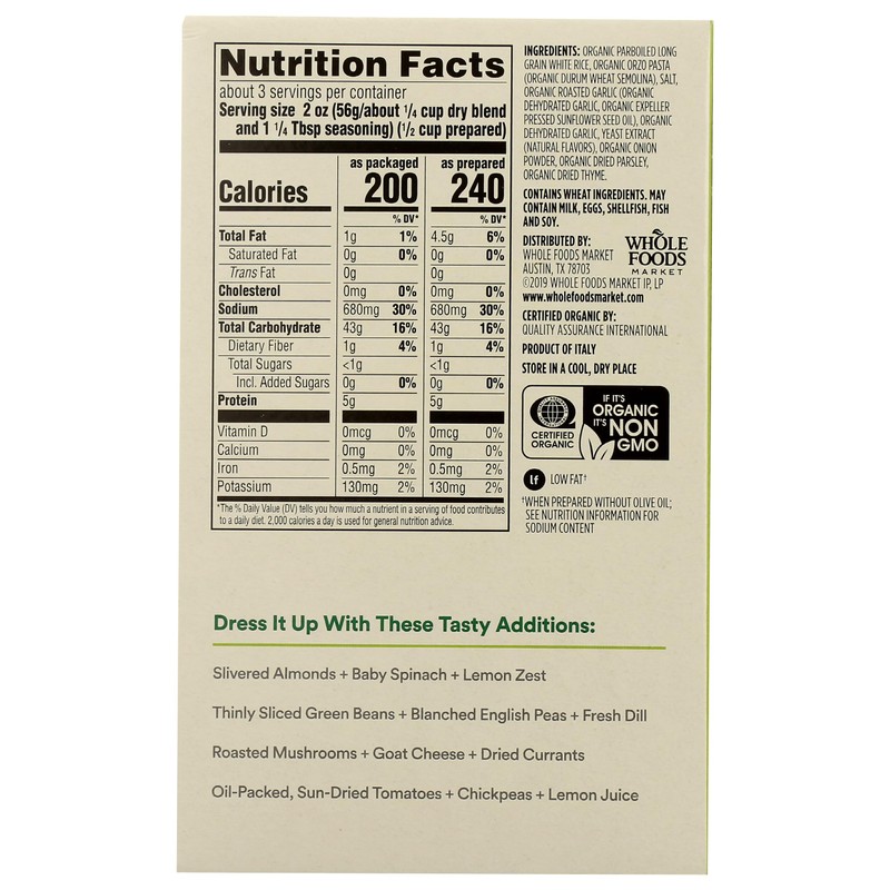 365 by Whole Foods Market, Organic Garlic & Herb Rice