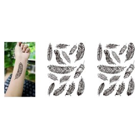 2 Blätter Temporäres Feder Tattoo Fake Tattoo total 28 Feder Motiven LC104x2