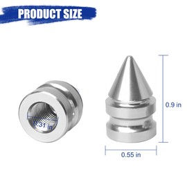 Norkmdi Car Tire Valve Stem Caps, 4PCS Spike Style Aluminum Alloy Leakproof Vehicle Wheel Stem Caps, Dustproof Automotive Tire Air Valve Cover Accessories, Universal for SUV RV Truck (Silver)