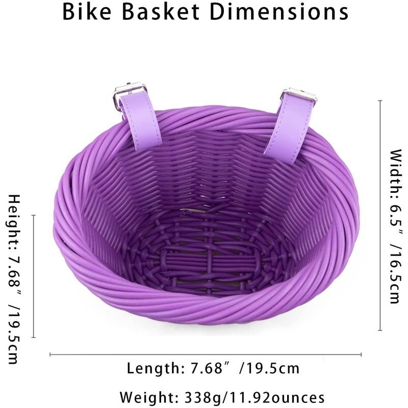 MEGHNA Children's Bicycle Basket, Front Braided Baskets for Girls, Adjustable