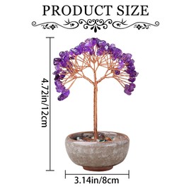 Amethyst Crystal Tree, Healing Stones Gemstones Tree, Tree of Life Decoration, Table Decoration, Gift Ornament Sculpture, Natural Crystal Stones for Chakra Reiki Gift