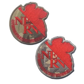 NERV Logo Patches Hook and Loop Tactical Morale Applique Fastener Military Embroidered Patch 2Pcs (Color 2)