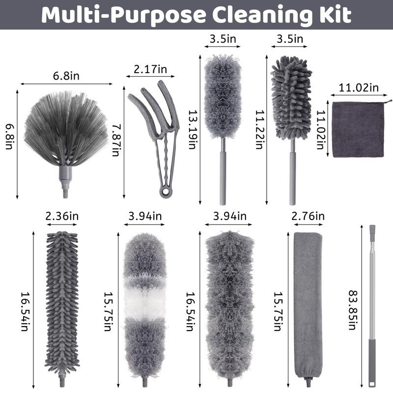 Washable Telescopic Duster, Microfibre Duster, Extendable up to 250 cm,