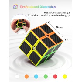 ROXENDA Speed Cube, Magic Puzzle Cube Super-durable Carbon Fiber Sticker with Vivid Colors for Kids (2x2x2)