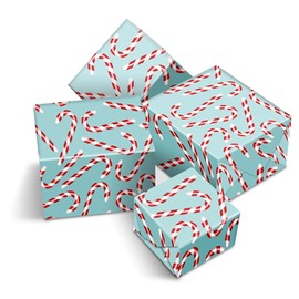 4 x Large Wrapping Paper Sheets - Christmas Candy Canes - Xmas Festive Kids Boys Girls Secret Santa Gift Wrap #170455