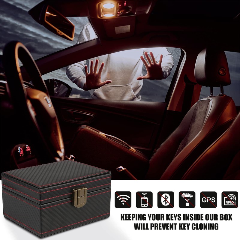 Faraday Box, [Premium Leather] Diyife 4 Keys Capacity Faraday Box