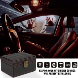 Faraday Box, [Premium Leather] Diyife 4 Keys Capacity Faraday Box for Car Keys RFID Box Key Box Signal Block Key Fob Protector Box Anti Theft Car Key Box for Car Keys, Credit Card (Black)