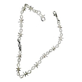 White Fang AZ138 Men's Barbed Wire Wallet Chain Barbed Wire Stylish Wallet Fall Prevention Lock, Silver Chain