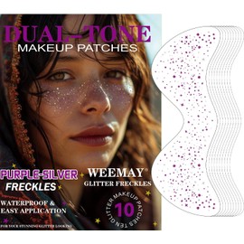10 pecas con purpurina de doble tono morado-plateado, doble color, pecas con purpurina para la cara, pecas impermeables y brillantes, pecas de larga duración de 48 horas para mujeres