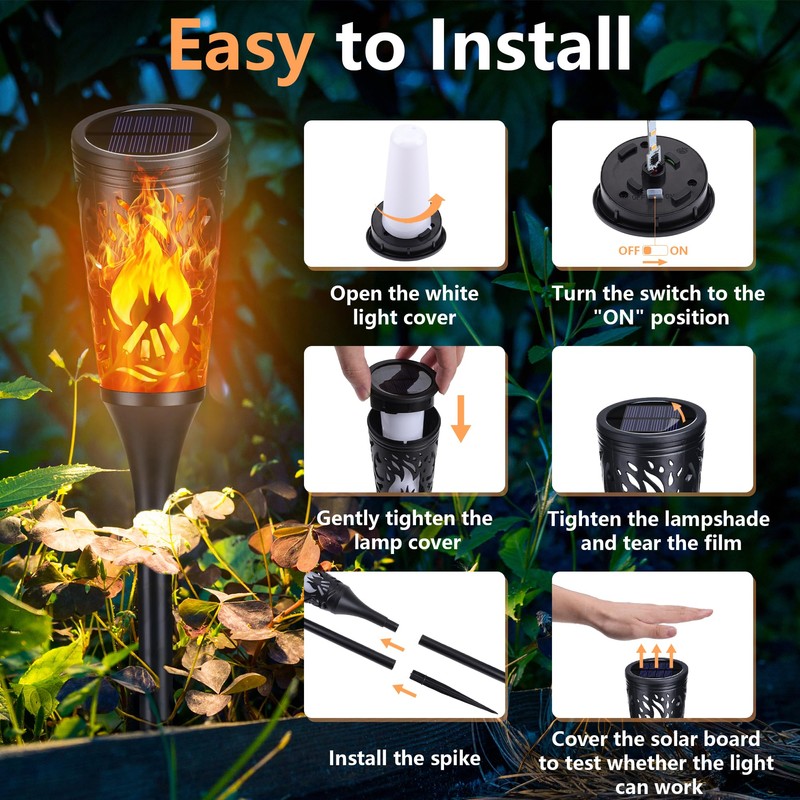 Toodour Solar Halloween Lights Outdoor, 6 Pack Solar Torch Lights