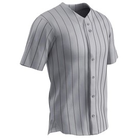 Champro Standard Ace Button Front Baseball Jersey, Grey, Black PIN, Adult X-Large