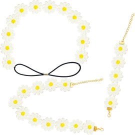 3Pcs Sunflower Headband Multi Colour Hairband Elastic Hair Chain Pride Accessories for Women Girls Birthday Wedding Travel, Yellow