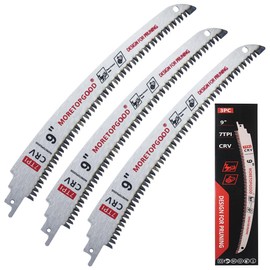 MORETOPGOOD 9” Arc Edge Reciprocating Saw Blade, 7TPI Japanese Teeth with Curved Edge Wood Pruning Saw Blades for Tree Trimming, Wood Cutting (3 Pack)