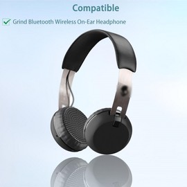 HAIZEEN Ohrpolster Kompatibel mit Skullcandy Grind Bluetooth Kabellosem On-Ear Kopfhörer Ohrpolster Ersatzkissen (Atmungsaktives Leder/Strapazierfähiger Stoff und Memory-Schaum)