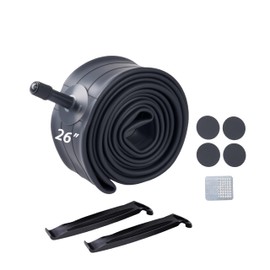 1 Pack Bike Inner Tubes 26"/27.5"/29“x1.75/1.95/2.10/2.125,Butyl Rubber Tube with 32mm Schrader Valve, with 2 Tire Levers and Tube Repair Emergency Kit (1, 26" X1.75-2.125)
