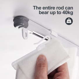 Zshine ceiling mounting or Wall mounting telescopic curtains track Home rails measurement-free for room divider Office-white 4.2ft-8ft