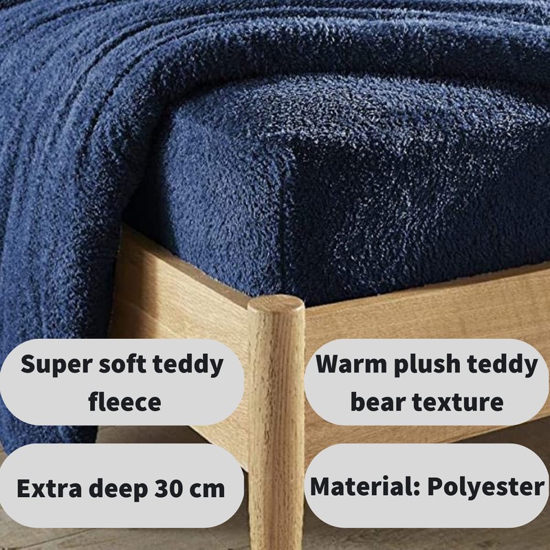 Olivia Rocco Teddy Fleece Extra Deep Fitted Sheet Cosy Warm