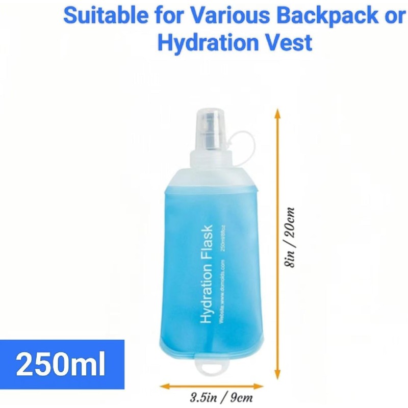 2 Pack 250ML Soft Flask Running Water Bottles,foldable water bottle,TPU