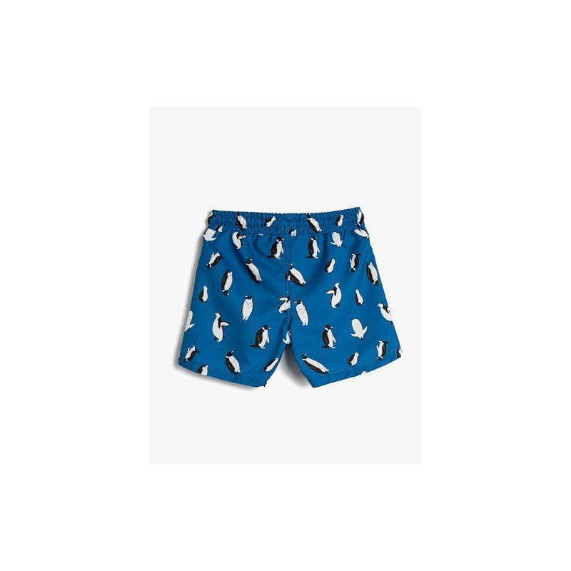 Koton Boys's Drawstring Penguin Printed Swim Trunks, Blue Design(12b)