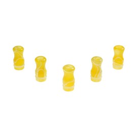 Armerah Stubby 510 Drip Tip eCig Mouthpiece Short/Narrow Plastic/Marble 5 Pack Yellow