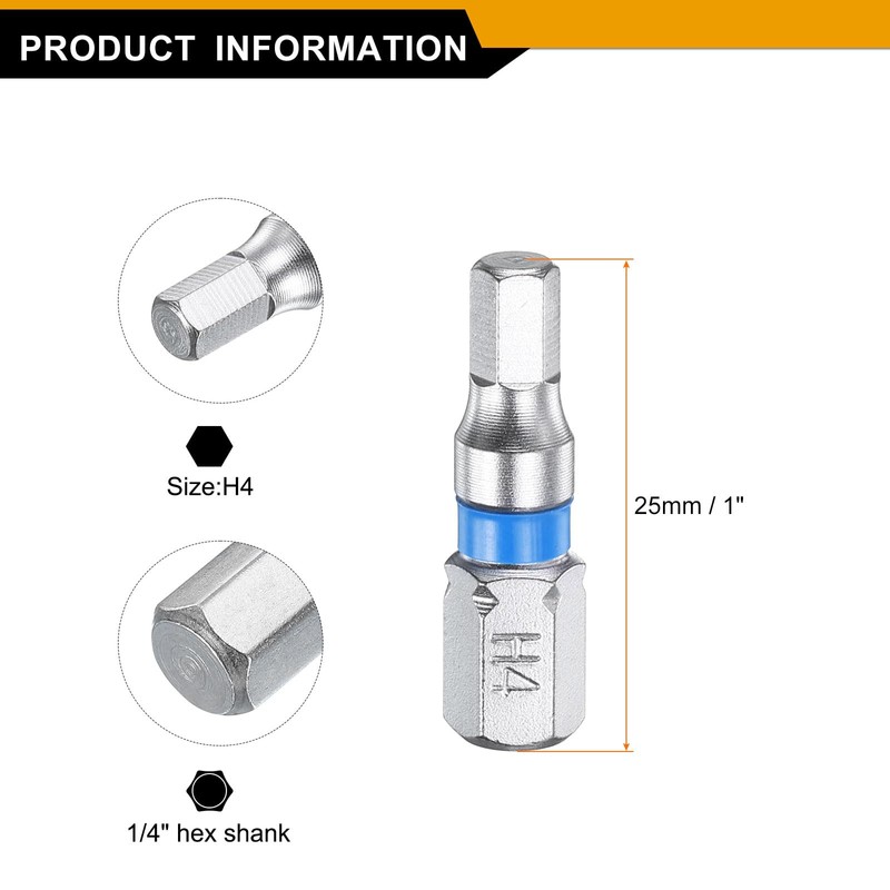sourcing map 10pcs Hex Screwdriver Bit H4 1/4" Hex Shank