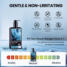fu yan jie Men's Intimate Wash, Intimate Body Wash for Men, Refreshing & Hydrating Mens Intimate Wash, PH Balance for Sensitive Skin, Plant-Based Formula 260ml/8.79oz